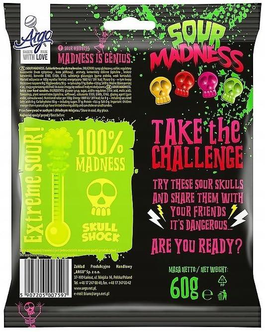 Sour Madness Sour Madness Skull Shape Candy Extreme Sour Take The Challenge 60g (Imported)