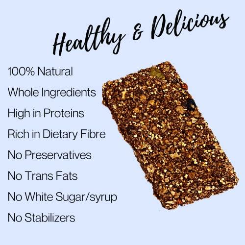JAGGERY BOX Jaggery Box Blueberry Mocha Granola Snack Bar | All Natural with Wholegrains & Honey | No Preservatives & Artificial Flavours | 270g, Pack of 6 bars