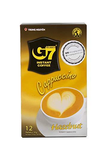 TRUNG NGUYEN Trung Nguyen G7 Instant Cappuccino Hazelnut Vietnam Premium Gourmet Coffee - 100% Pure Soluble Coffee, Sugar, Non-dairy Creamer -12 sticks -216 Grams