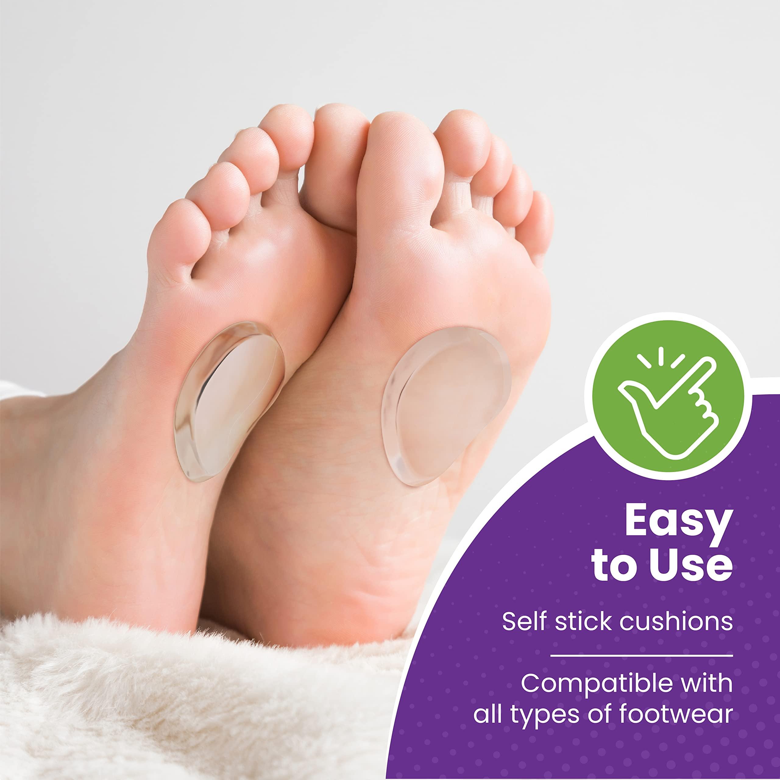 MARS Wellness Premium Gel Ball of Foot Cushions - Reusable Clear Gel Metatarsal Pads - Foot Pain Relief - 1/8 Inch - 4 Pair