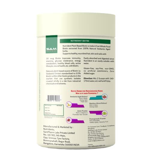 NUTRIDANTS Nutridents Plant Based Biotin Powder with Sesbania Agati, Bamboo Shoot, Amla, 100 g Boosts Hair Growth & Strength