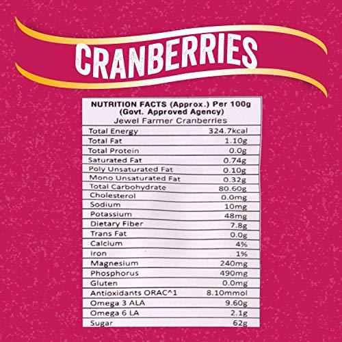 JEWEL FARMER JEWEL FARMER American Dried Cranberries, Gluten Free, Antioxidants, Vitamin & Dietary Fiber Rich Pack of Unsulfured, Ready to Eat Dry Cran Berries (100g)