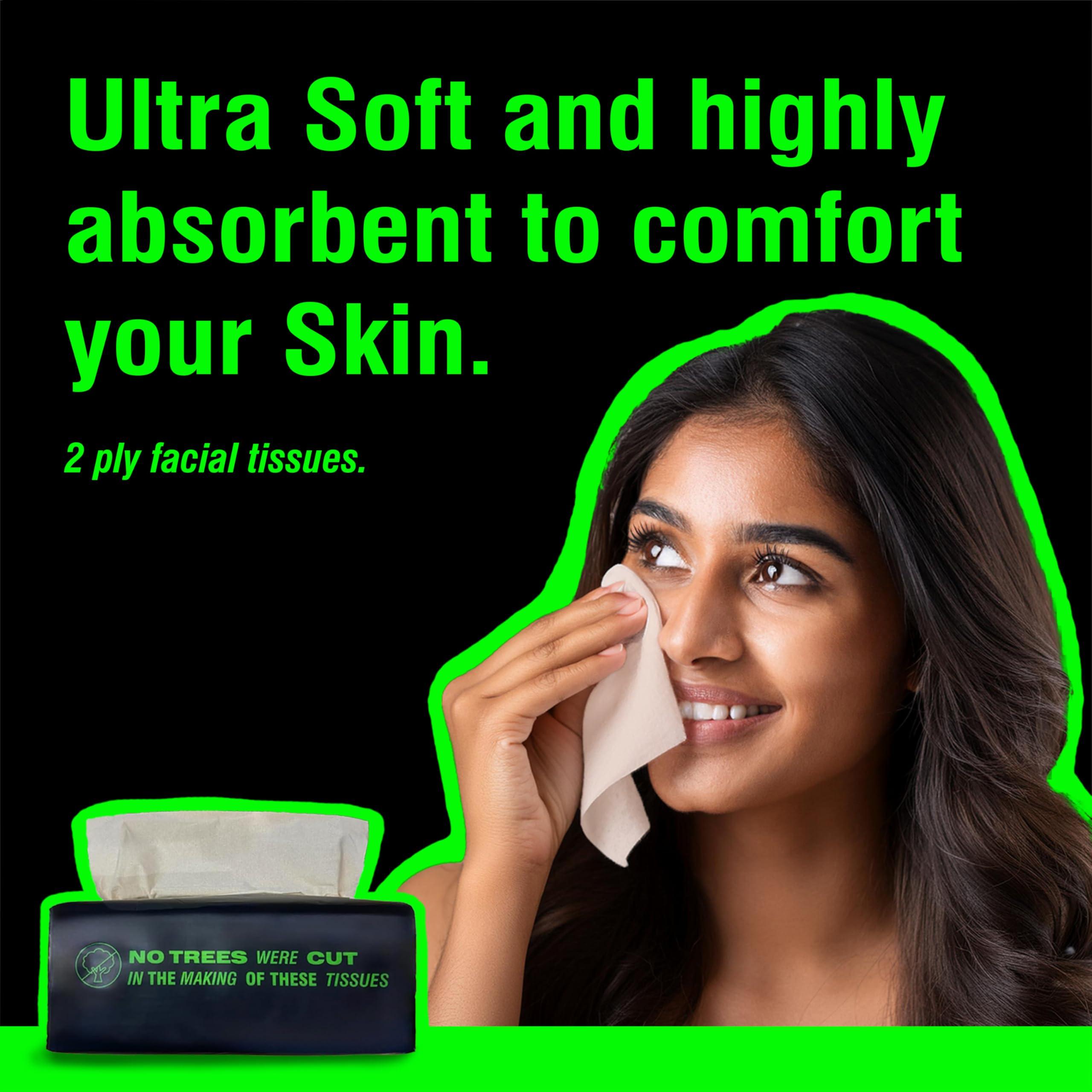 Beco Beco Bamboo Super Soft Facial Tissue 200 Pulls (Pack of 3), 600 Pulls 2 ply 100% Natural and Ecofriendly