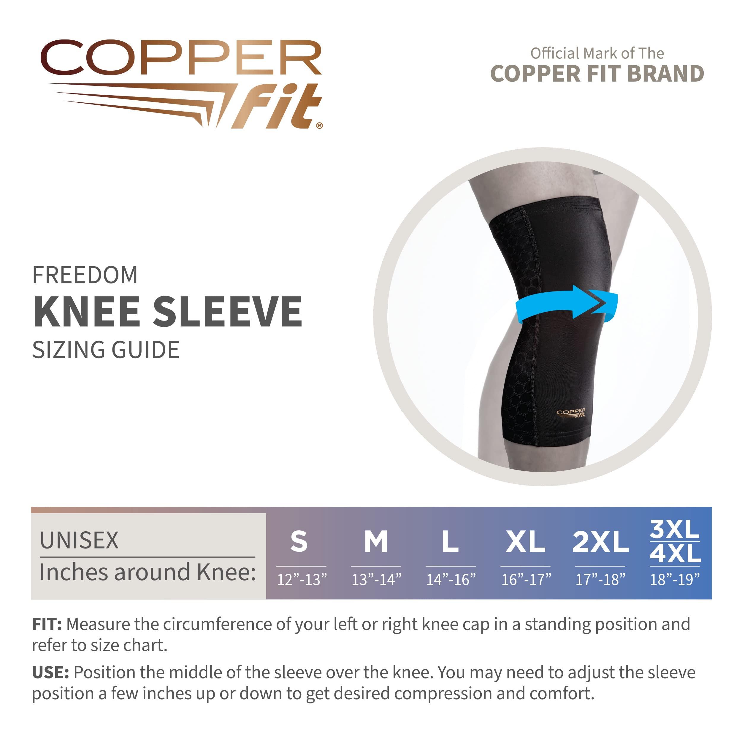 Copper Fit Copper Fit Freedom Knee Compression Sleeve, 3X/4X,Black