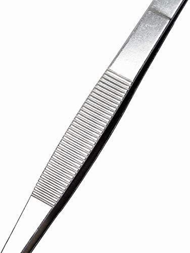 CHENSHUO Chenshuo Long Handle Stainless Steel Straight and Curved Tweezers Nippers,Silver,2 Pieces