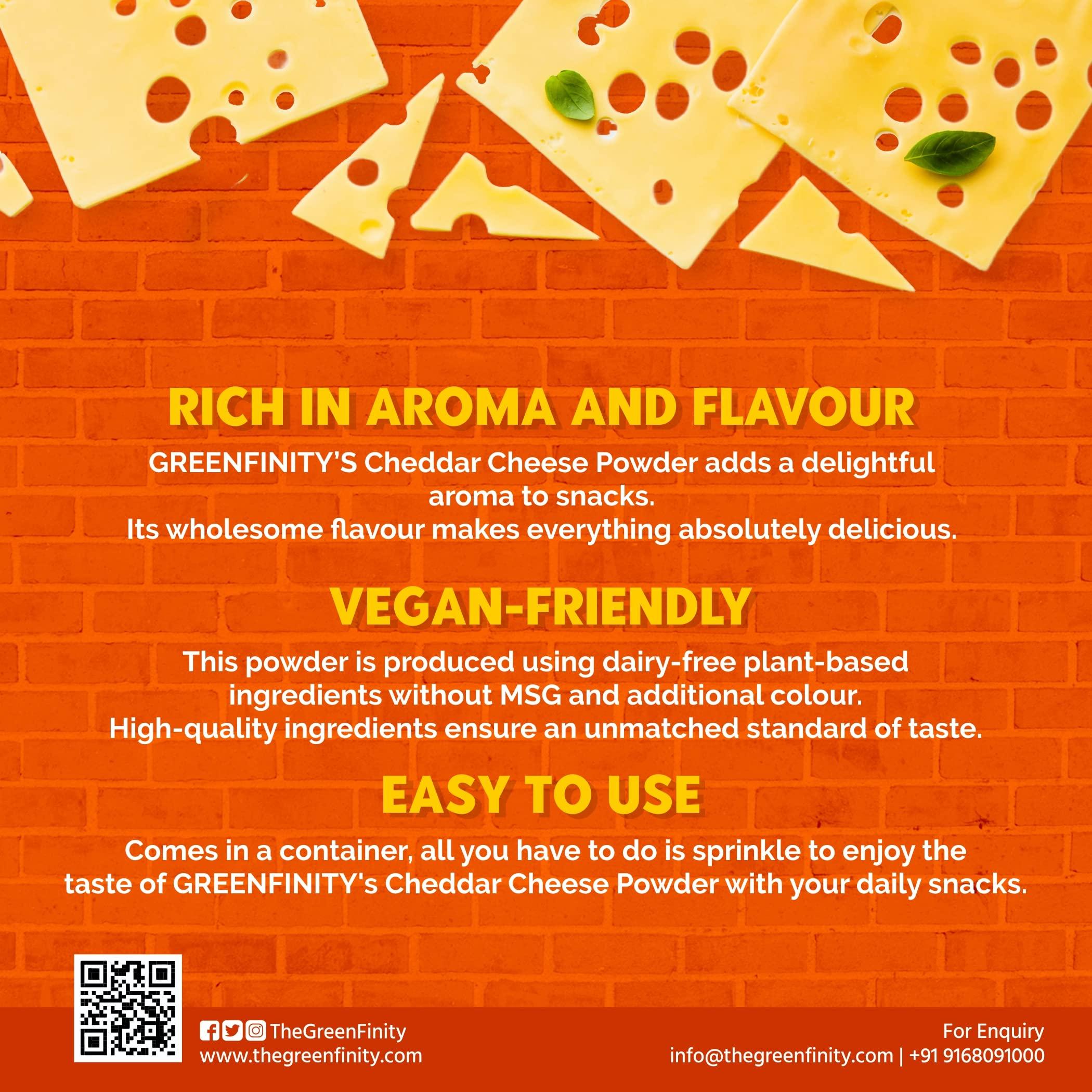 GreenFinity GreenFinity Cheddar Cheese Powder, 250g (Pack of 1) (Best for Make Delicious Cheese-Flavoured, Pop-Corn, Pizza, Pasta, French Fries etc)