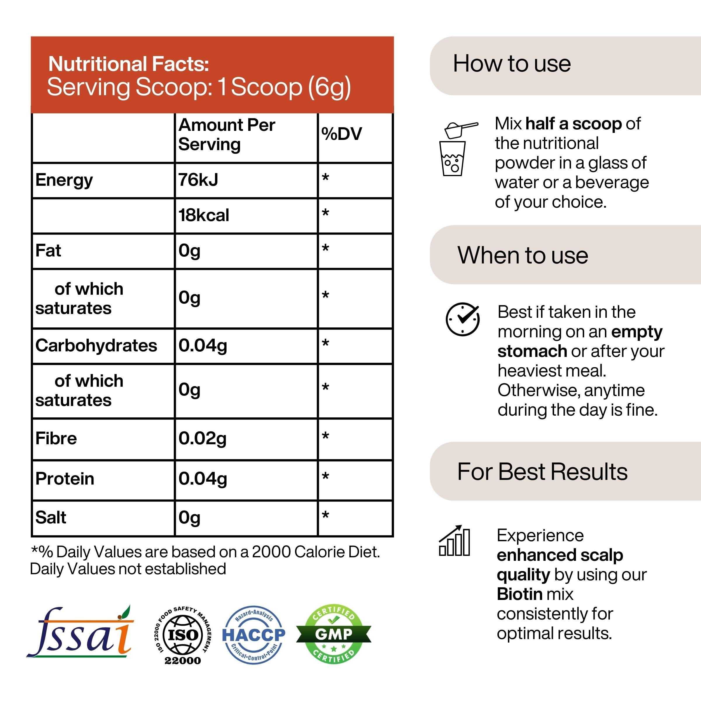 Puretive Puretive Hair Revive | Plant Based Biotin Powder | Promotes Healthy Hair and Fights Hair Fall | Promotes Hair Growth - 100% PURE, Non-GMO, Vegan | Superfood for Everday use | Just Mix & Sip | 100gms