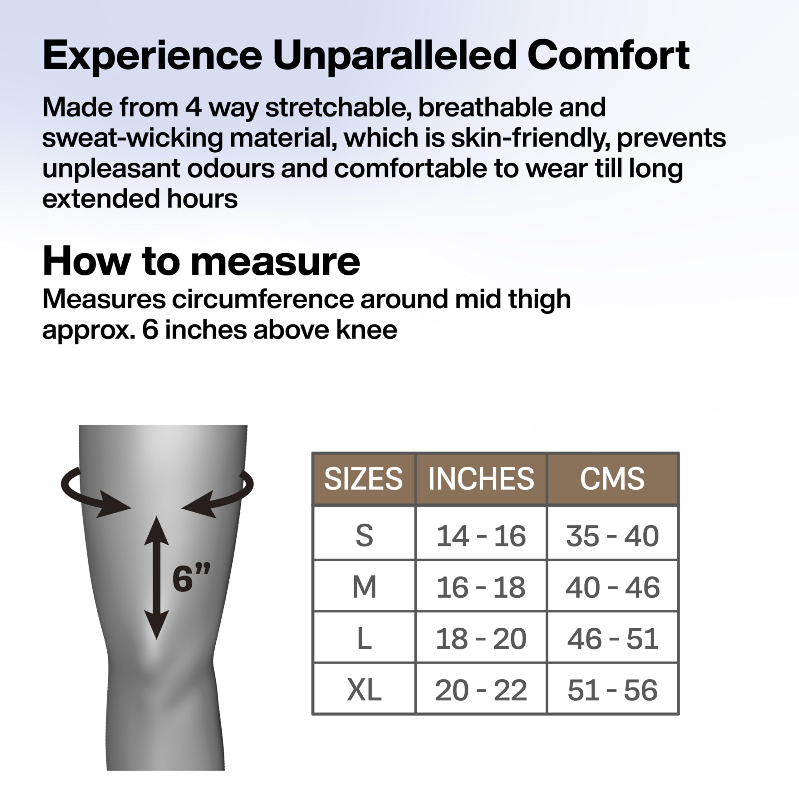 FOVERA FOVERA Thigh Support,Thigh Compression Sleeve for Quad and Hamstring Support for Men and Women (Size - M, 1 Pair)