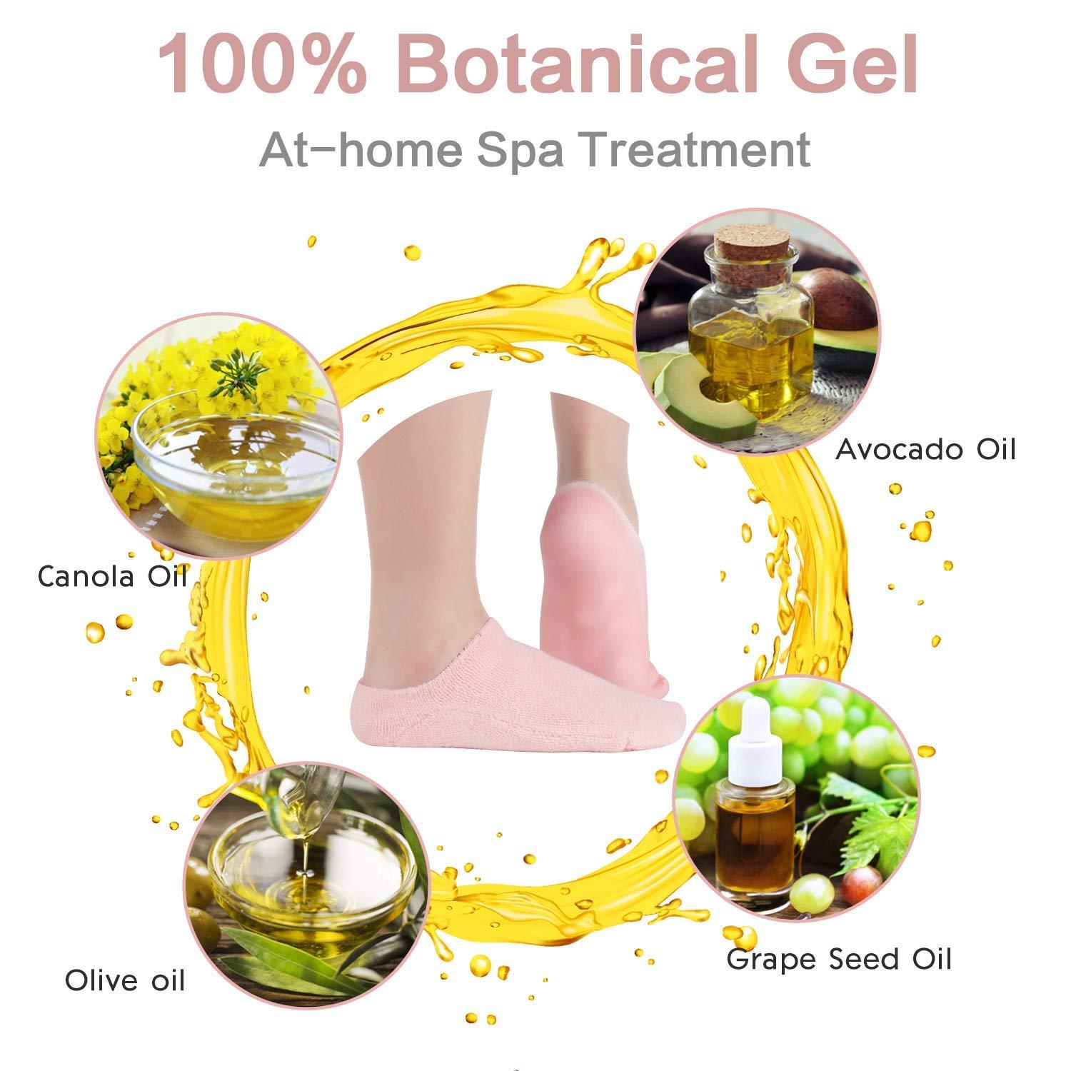 Nearstop Nearstop™ Women Men Moisturizing Gel Socks for Soften Cracked Non-Skid Soft Cotton Gripper Socks Spa Moisturizing Socks Feet Care Treatment (Pink)