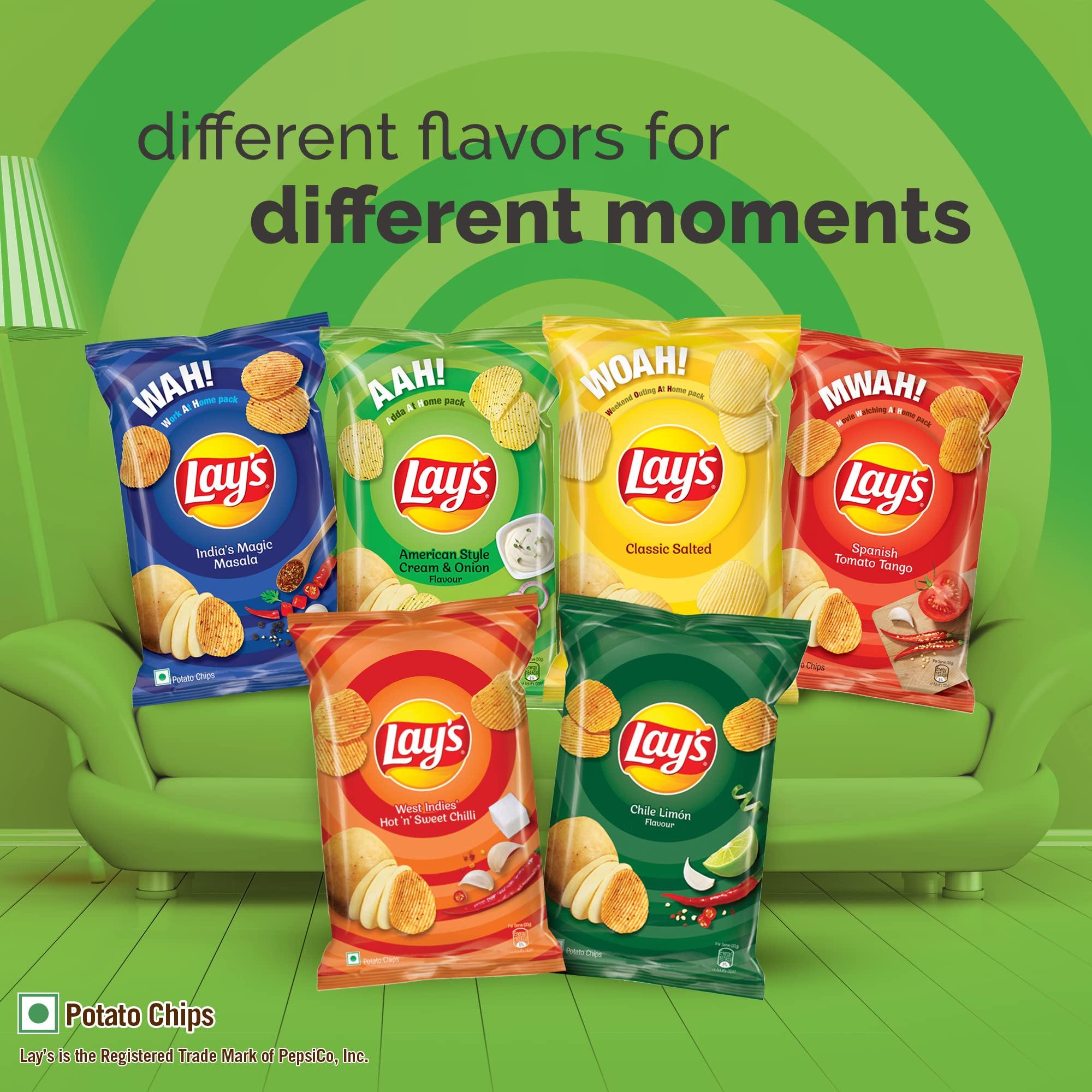 Lay's Lay's Potato Chips 157g/190g, American Style Cream & Onion Flavour, Crunchy Chips & Snacks, Party Pack (weight may vary)