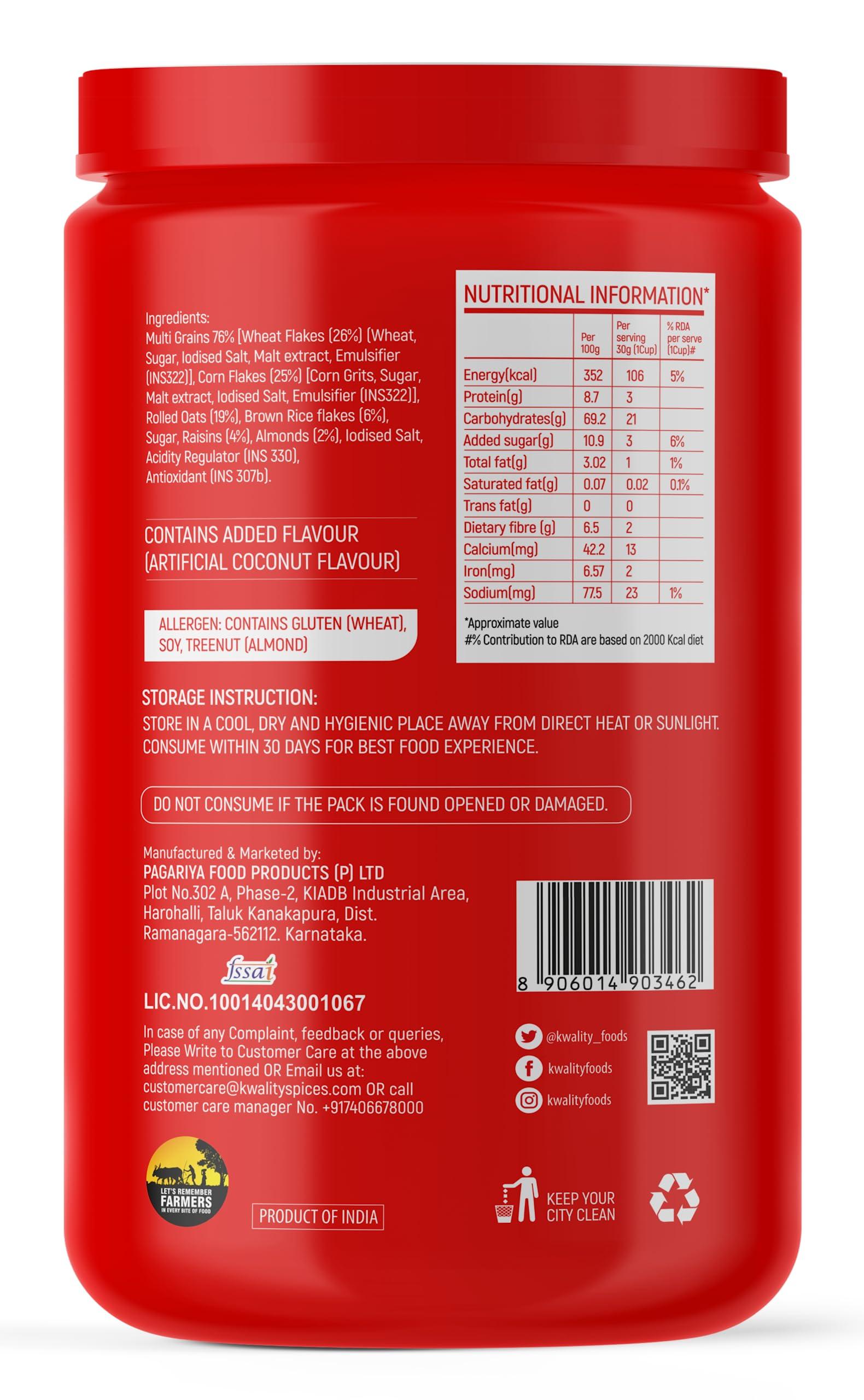 KWALITY Kwality Muesli Combo 2kg Jar | Almond, Raisins & Honey 1kg + Fruit & Nut 1kg | 76% Multi Grains | Natural Source of Vitamin & Iron | High in Protein & Fiber | Healthy Food & Breakfast Cereal