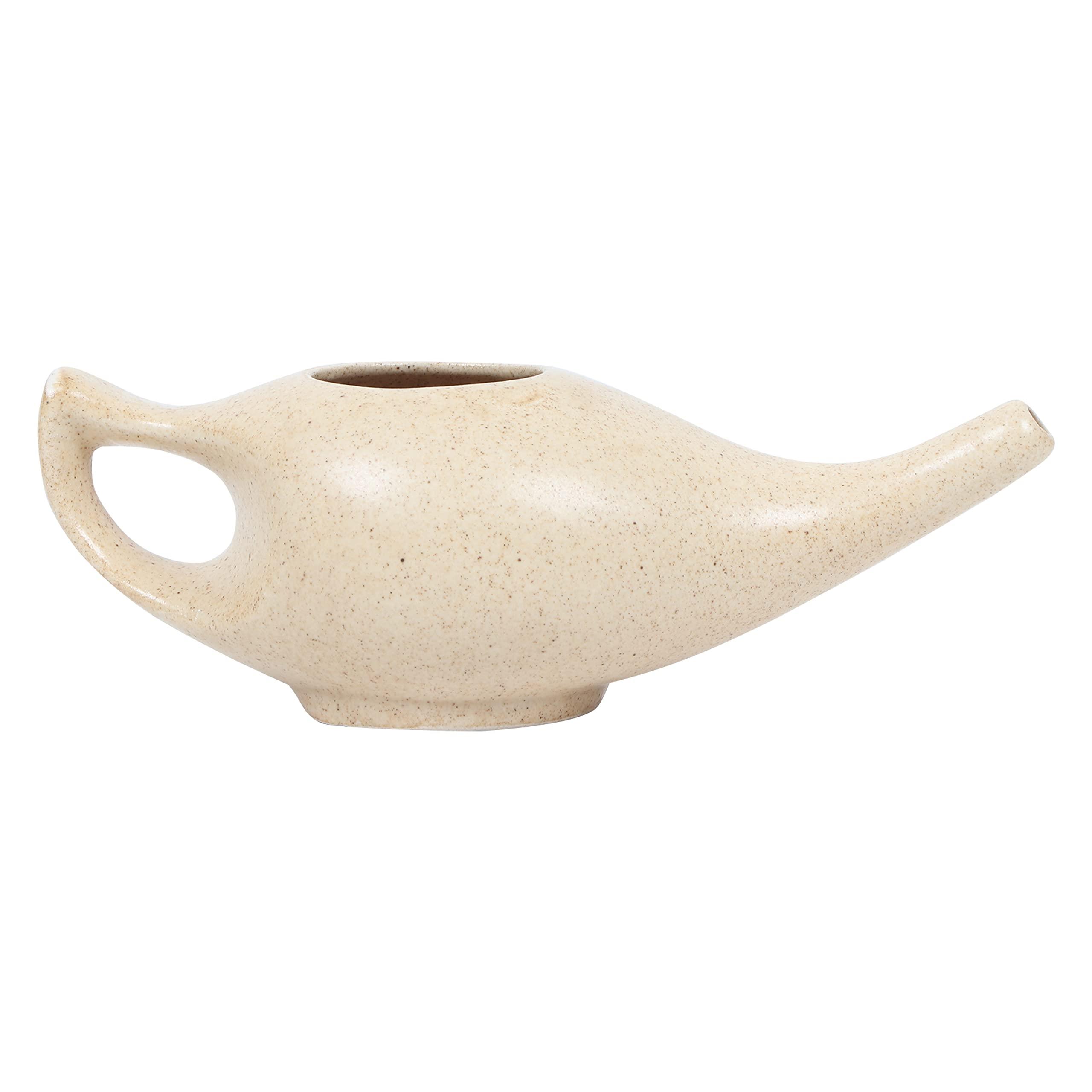 QIMACPLUS Leak Proof Durable Porcelain Ceramic Neti Pot 220 ML for Natural Nasal Cleansing | Natural Treatment for Sinus, Infection and Congestion Microwave and Dishwasher Friendly (Brown Matt)