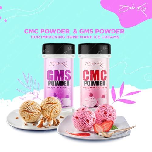 BAKE KING BAKE KING Pack of 2 GMS Powder (Glycerol Monostearate) 50gm and CMC Powder (Carboxymethyl Cellulose) 50gm | Raising Ingredient | Instant Ice Creams That Improves Texture, Softness
