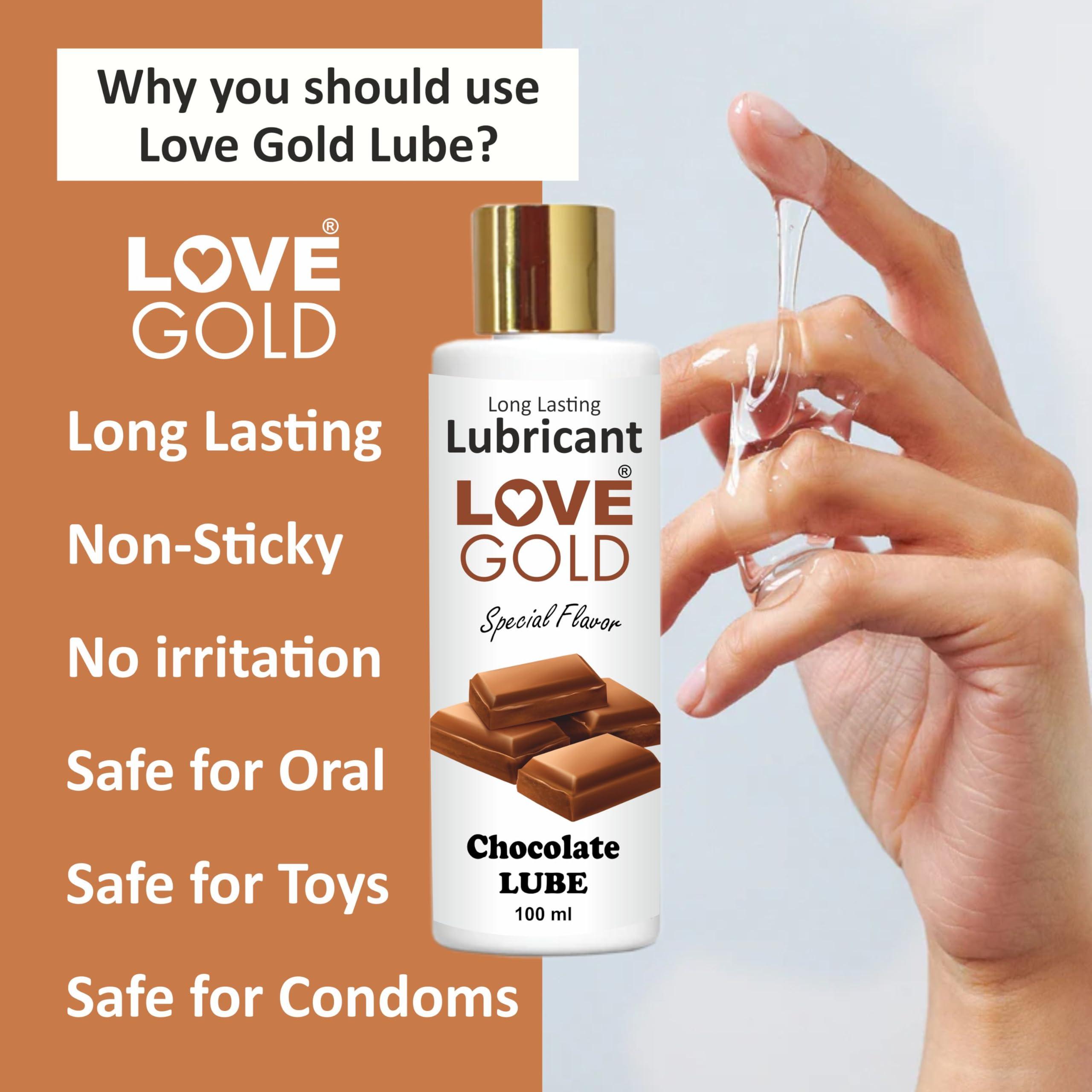 LOVE GOLD LOVE GOLD Lube Chocolate Gel Water Based Personal Lubricants for privacy Men & Women | Long Lasting | Non-Sticky |No Irritation| Safe for Condoms & Toys | pH Balanced | Paraben & Latex Free - 100 ml