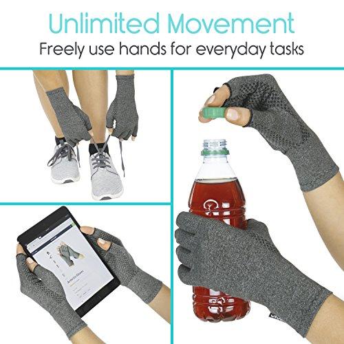 Vive Arthritis Gloves With Grips by Vive - Textured Open Finger Compression Hand Gloves for Rheumatoid and Osteoarthritis - Joint Pain Relief for Men & Women (Large)