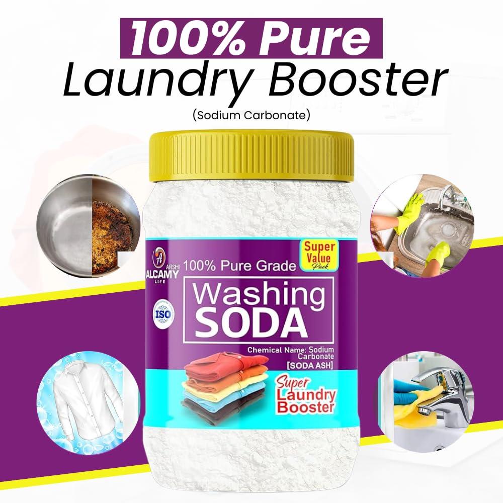 ARSHI A ALCAMY LIFE ARSHI A ALCAMY LIFE Washing Soda Powder 800GM (SUPER VALUE PACK) 100% Pure Laundry Booster Sodium Carbonate (850gm)