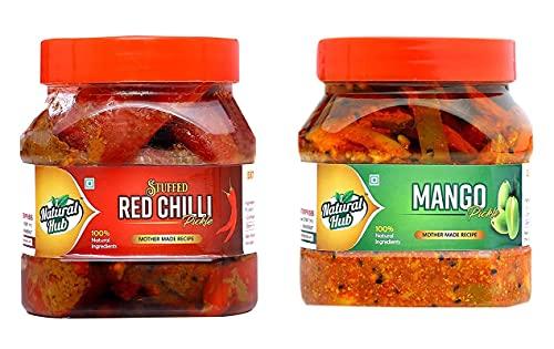 Natural Hub Natural Hub Homemade Mother Recipe Mango & Red Chilli Pickel Combo 1000 g (Pack of 2)
