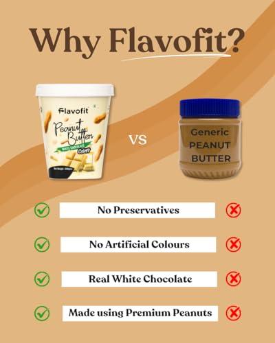 Flavofit Flavofit Crispy White Chocolate Peanut Butter 500g | 24g Protein | Healthy & tasty | Vegan | Cholesterol & Trans fat free