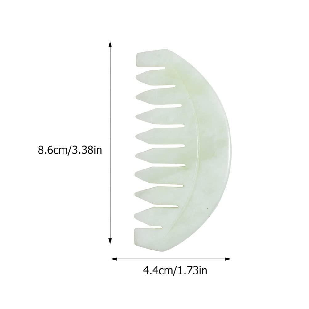 wowobjects Wowobjects Jade Massage Comb Jade Hair Comb Jade Guasha Scalp Massager Head Therapy Massage Comb Scalp Massager for Scalp Care Acupoint Treatment White
