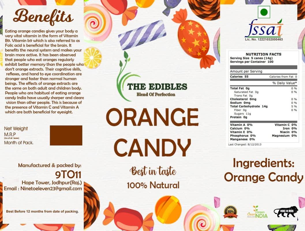 THE EDIBLES THE EDIBLES Orange Candy 500 gm| Narangee Candy | Narangee Toffee | Orange Toffee | Orange Flavoured Toffee [Jar Pack]