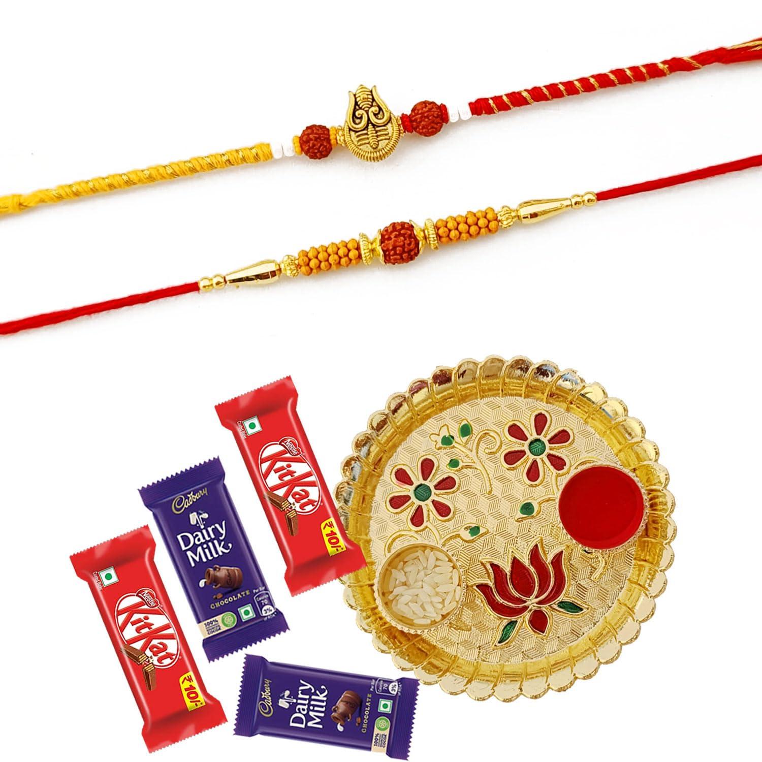 maalpani Maalpani Rakhi Rakshabandhan Chocolate Gift Hamper, Rakhi Chocolate Gift Combo Pack with Pooja box - 20510C