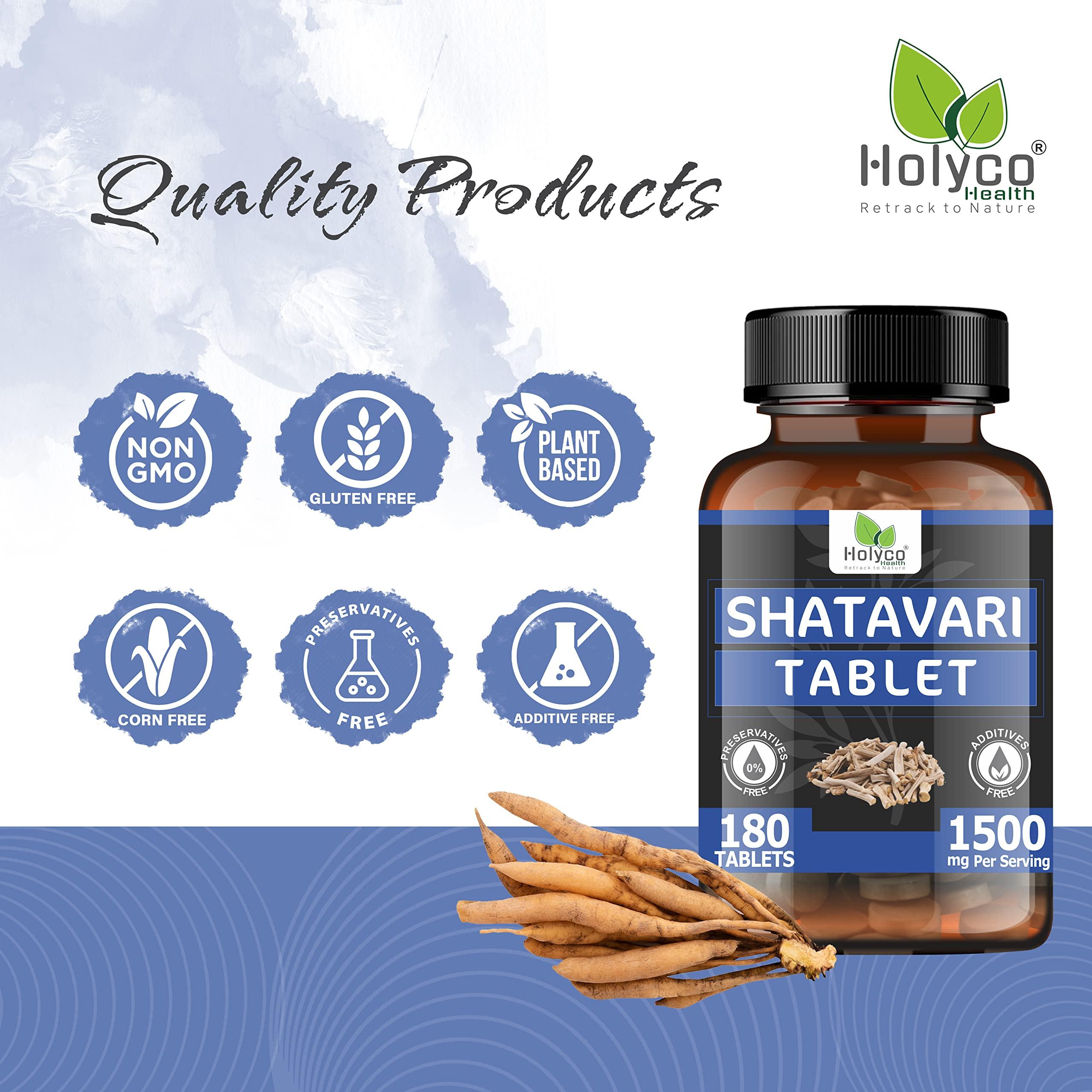 HOLYCO HEALTH - RETRACK TO NATURE Shatavari Tablet - 180 tablets | Known as Wild Asparagus racemosus, Satavar, Satmuli, Shatamuli, Satavari tablets | Natural, No Additives and Preservatives