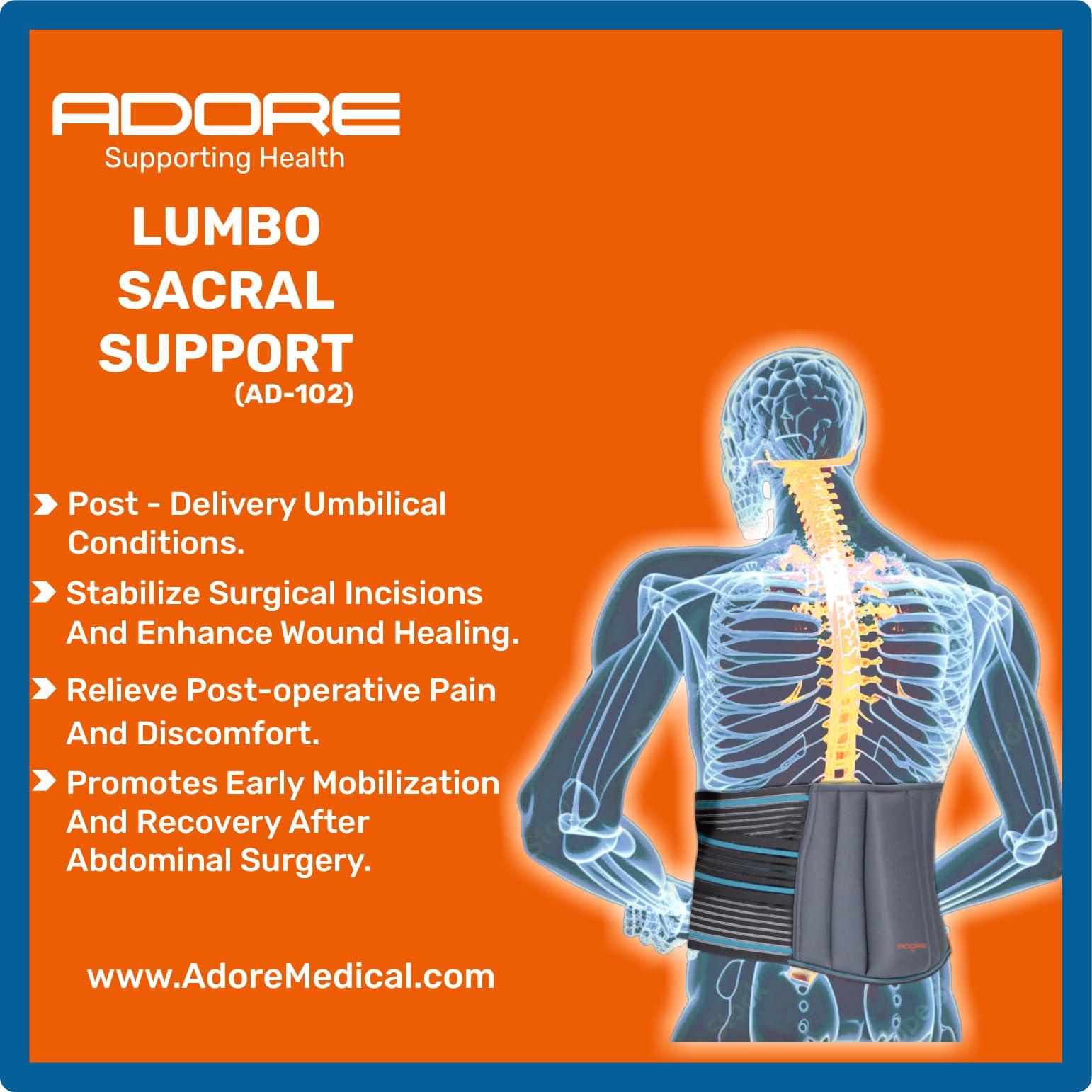 ADORE ADORE Lumbo Sacral Support Belt for Back Pain Relief and Posture Correction | Breathable Design (AD-102) (M)