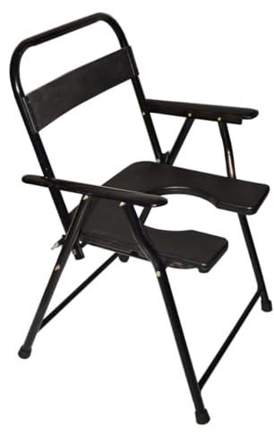 NavaFresh Basics ANM Folding Commode Chair, Raised Toilet Seat Riser, Safety Rails Portable Commode For adults & elderly, (BLACK COLOUR)