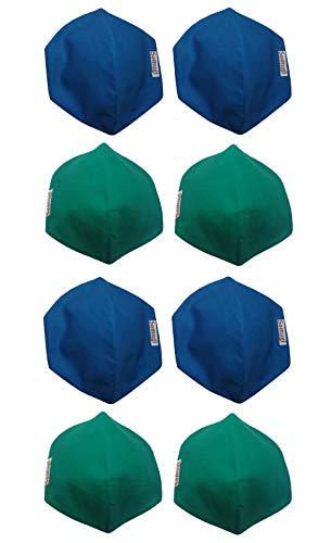 Somugi Somugi triple layer (Sky Blue +Green) cotton Anti pollution Face mask Pack of- (4 + 4) pcs (Reusable, washable, skin friendly) Adult size