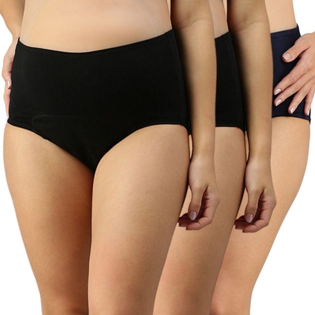 Morph Maternity Morph Maternity Period Panties After Delivery | Postpartum Panties & Breathable | Use with Pad for Non Icky Feeling | Soft Comfy Cotton | Pack of 3 | Black & Navy Blue | M