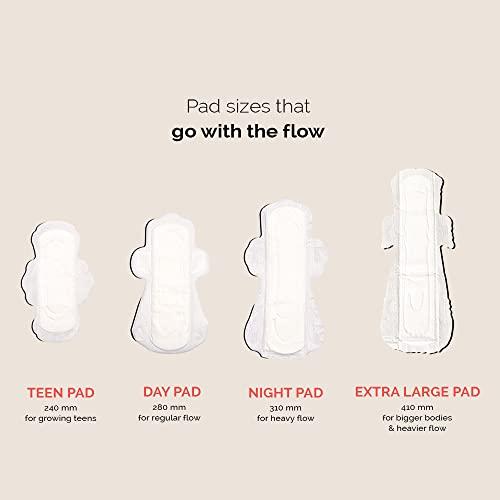 THE WOMAN'S COMPANY The Woman's Company Day Sanitary Pads for Women Value Pack of 16 | Organic Cotton Napkins Antibacterial, Biodegradable & Rash-Proof Pad for Regular Flow