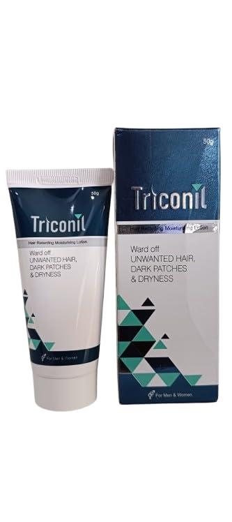 VELITE HEALTHCARE Triconil Unisex Adult Hair Retarding Moisturizing Lotion (50 Gm) | For Reducing Facial Hair And unwanted Hair other Body Parts|