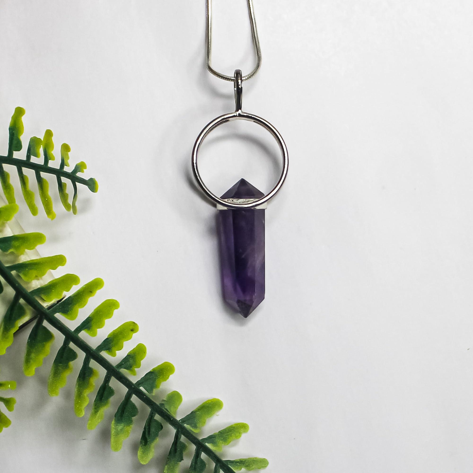 The Cosmic Connect The Cosmic Connect Natural Energizing Crystal Amethyst Pendant Dowser Style Handcrafted Healing Stone Stylish Fashion Jewellery for Positive Energy & Harmony