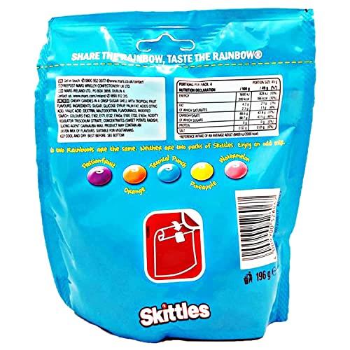 Skittles Skittles Tropical Fruit Flavoured Candy - 4 Pack Pouch, 4 x 196 g
