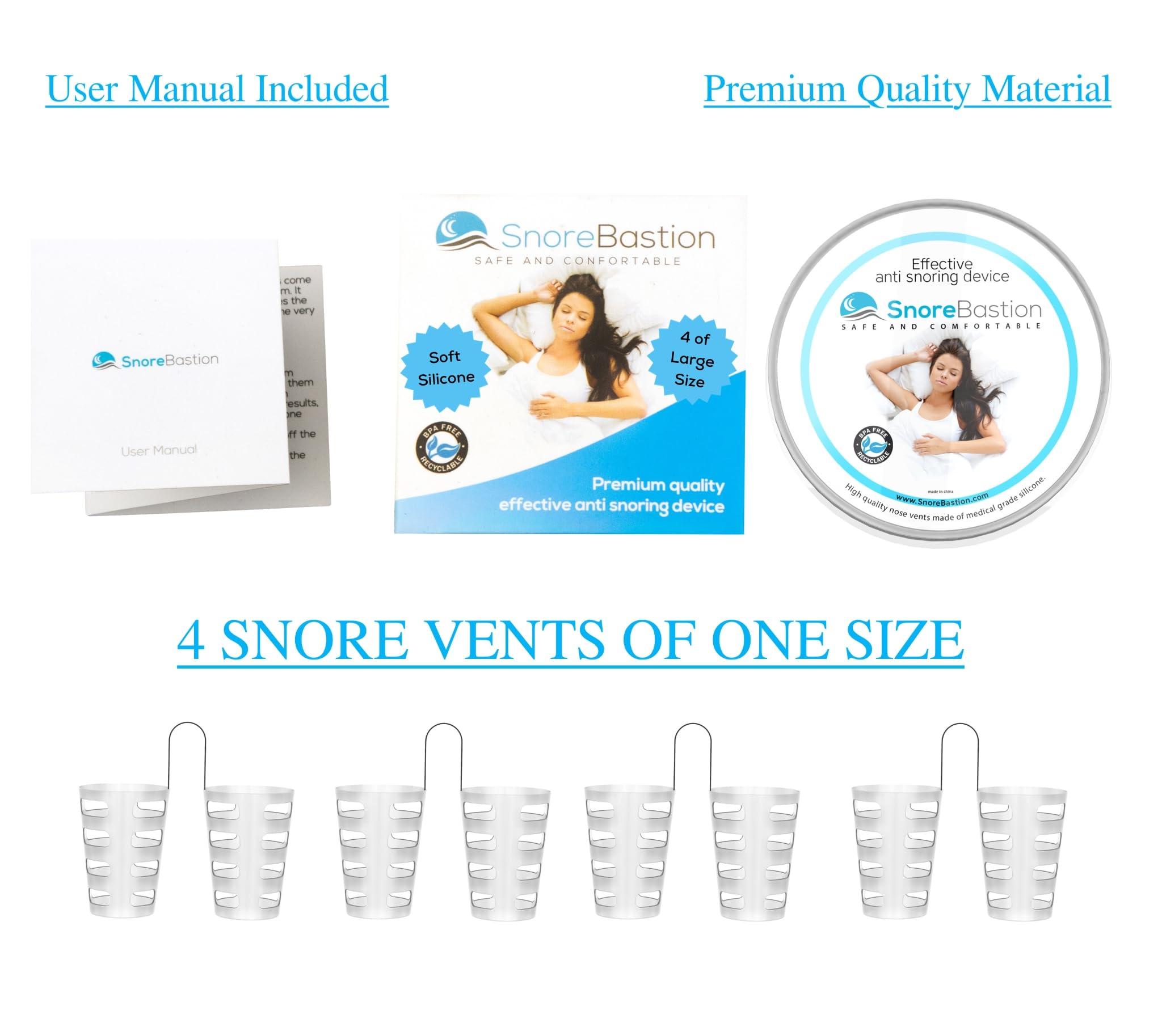 Snore Bastion Anti Snoring Devices by Snore Bastion - All ONE Size (L) Large - Nasal Dilator - Snoring Nose Vents - Snoring Solution - Medical Grade Silicone Snore Stopper - Stop Snoring