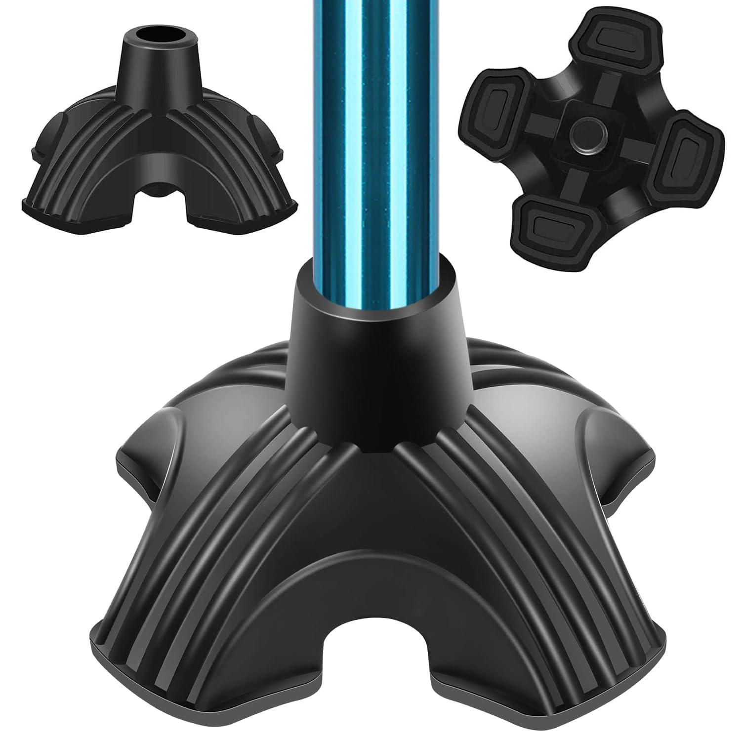 supregear SupreGear Quad Support Cane Tip, Non-Slip Self Standing Rubber Cane Tip 4 Point Quad Cane Tip Replacement for 3/4 Inch Diameter Standard Walking Canes Folding Canes Cane Accessory - Black