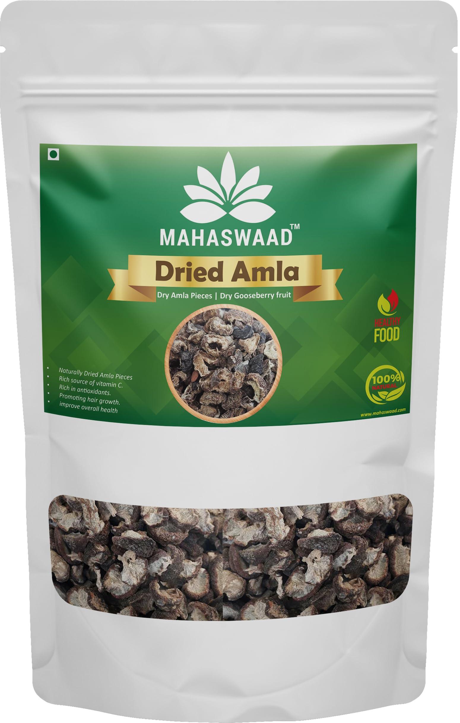 MAHASWAAD Mahaswaad Dried Amla Fruit Pieces | Sukha Awla | Aavla Sabut | Dry Gooseberry fruit | Phyllanthus Emblica - Indian Gooseberry | For Eating. (250 gram)