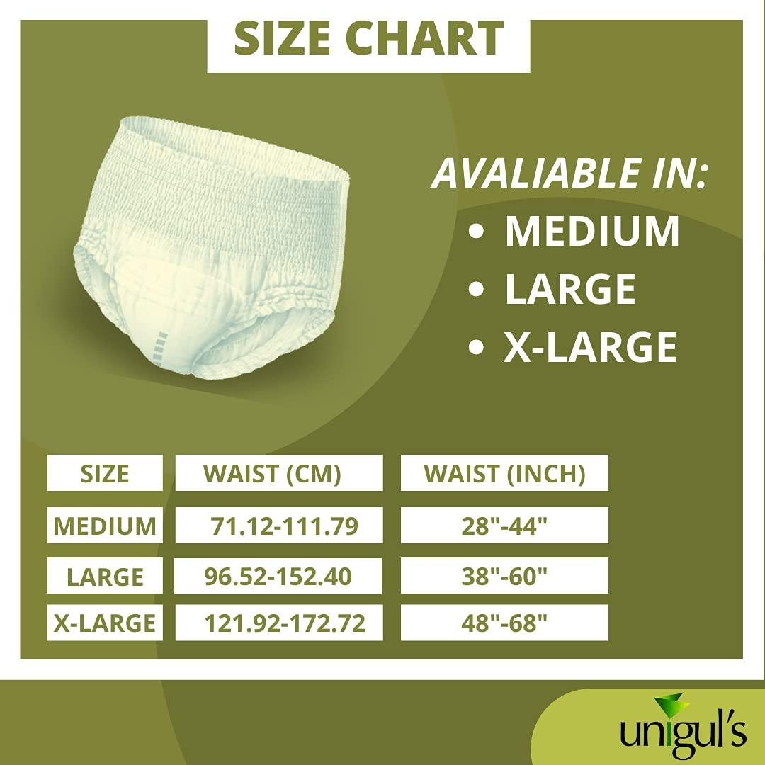 UNIGUL\'S Unigul\'s UltraPremium adult diapers tape style unisex adult diapers for incontinence protection in old age. high absorbency and best comfort throughout the day (medium)