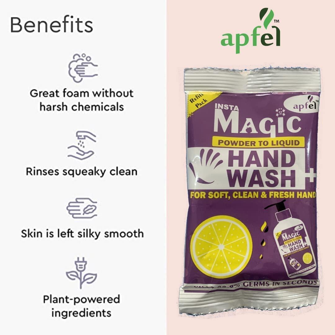 apfel Apfel Insta Magic Hand Wash Powder - 10-Pcs Lavender Scented - 100% Stronger Germ Protection for On-the-Go Hygiene (90g, Makes 2 Litres)