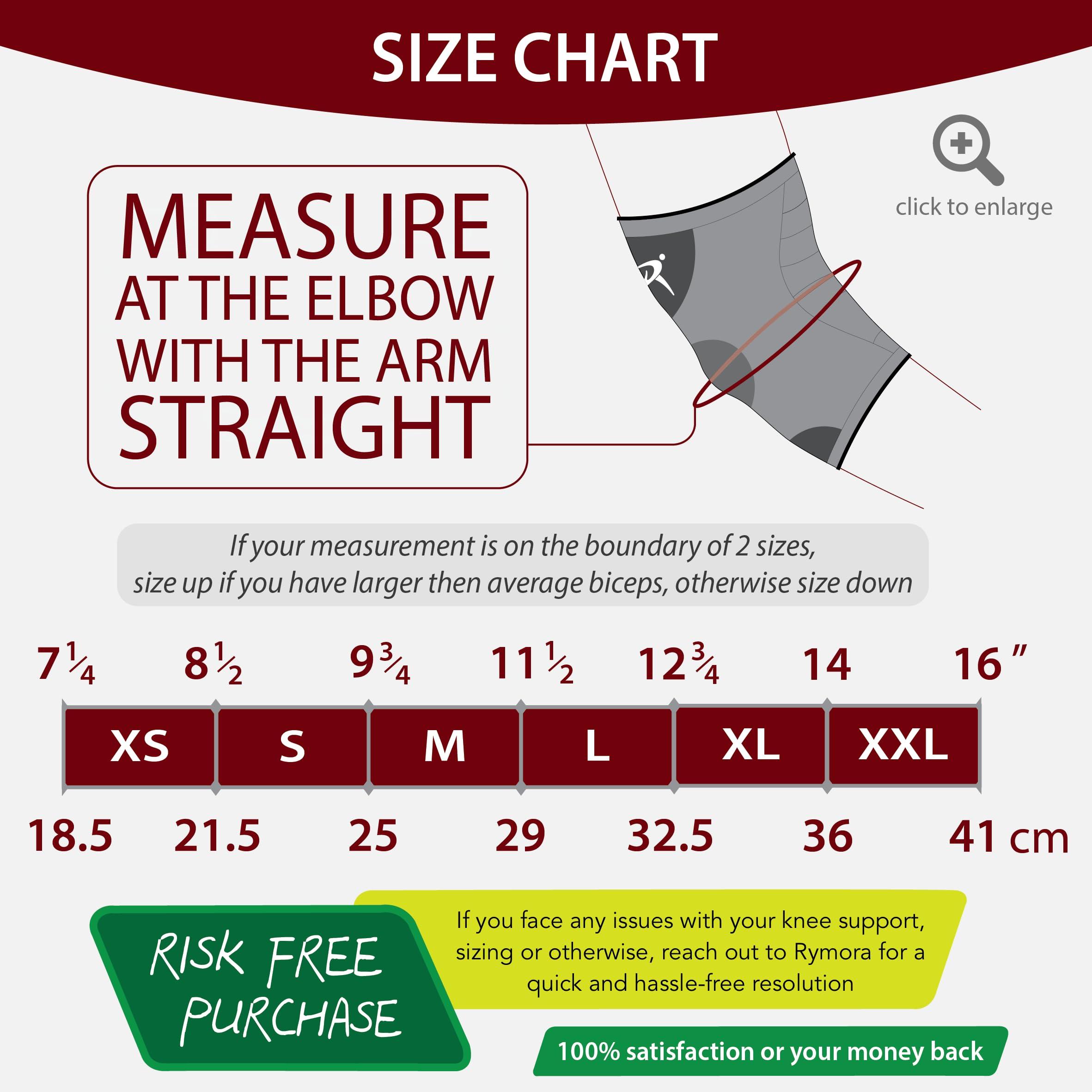 Rymora Rymora Fitness Elbow Brace- L, Compression Support Sleeve for Tendonitis, Tennis Elbow, Golf Elbow Treatment, Weightlifting & Weak Joints - Reduce Joint Pain During Any Activity!