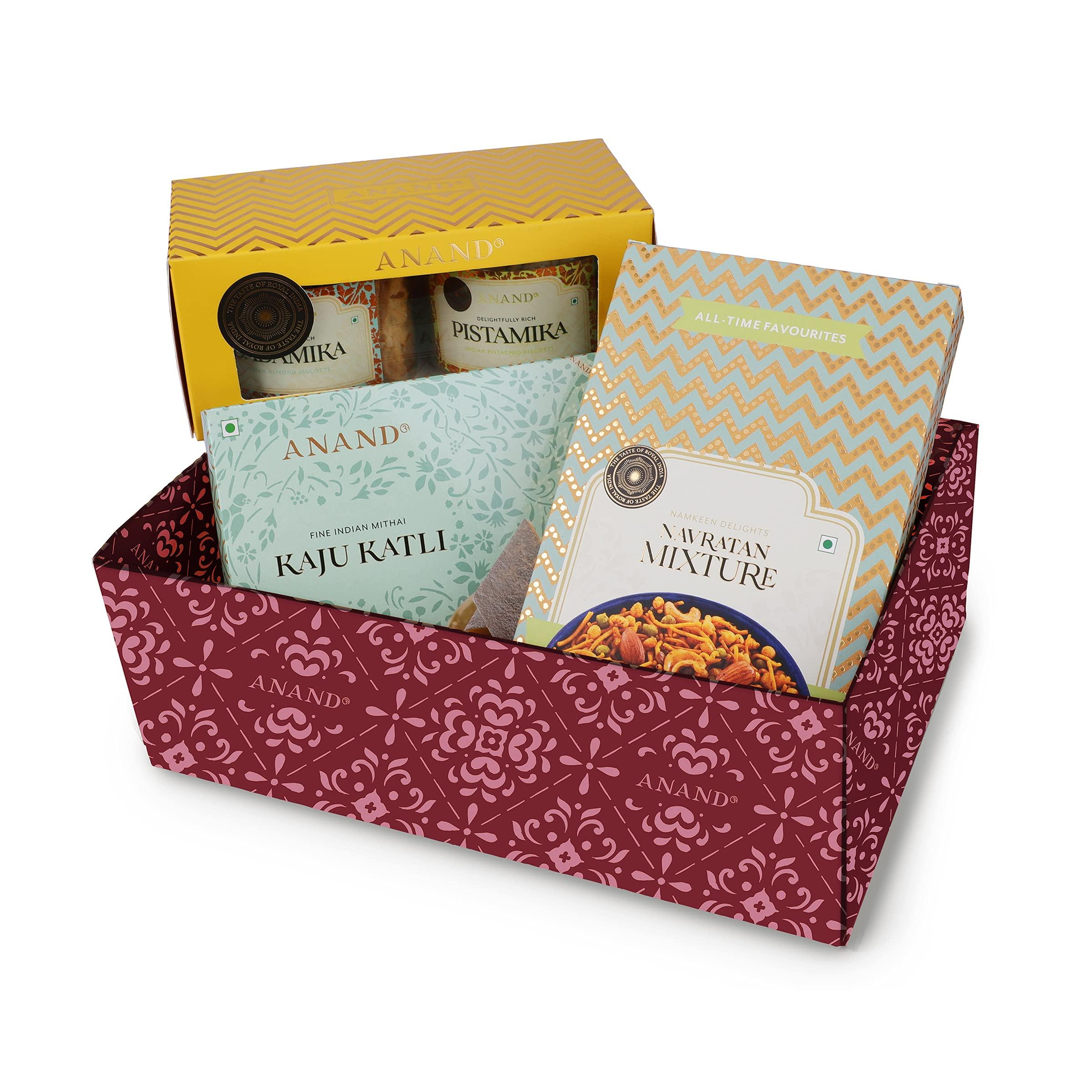 ANAND Anand Kaju Katli, Badamika, Pistamika, Navratan Mixture - Royal Indulgence Gift Box