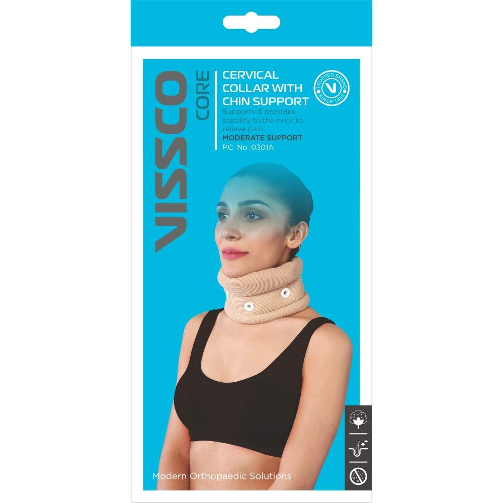 Vissco Vissco Cervical Collar With Chin Support, Neck Support Provides Stability & Relieves From Neck Pain, Neck support for Excessive strain on the neck muscles - Large (Beige)