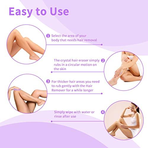 Qrneein Crystal Hair Eraser Stone, Painless Magic Crystal Hair Remover for Women Men, Silky Hair Removal Eraser Exfoliator Tool for Arms Legs Back Body Any Part