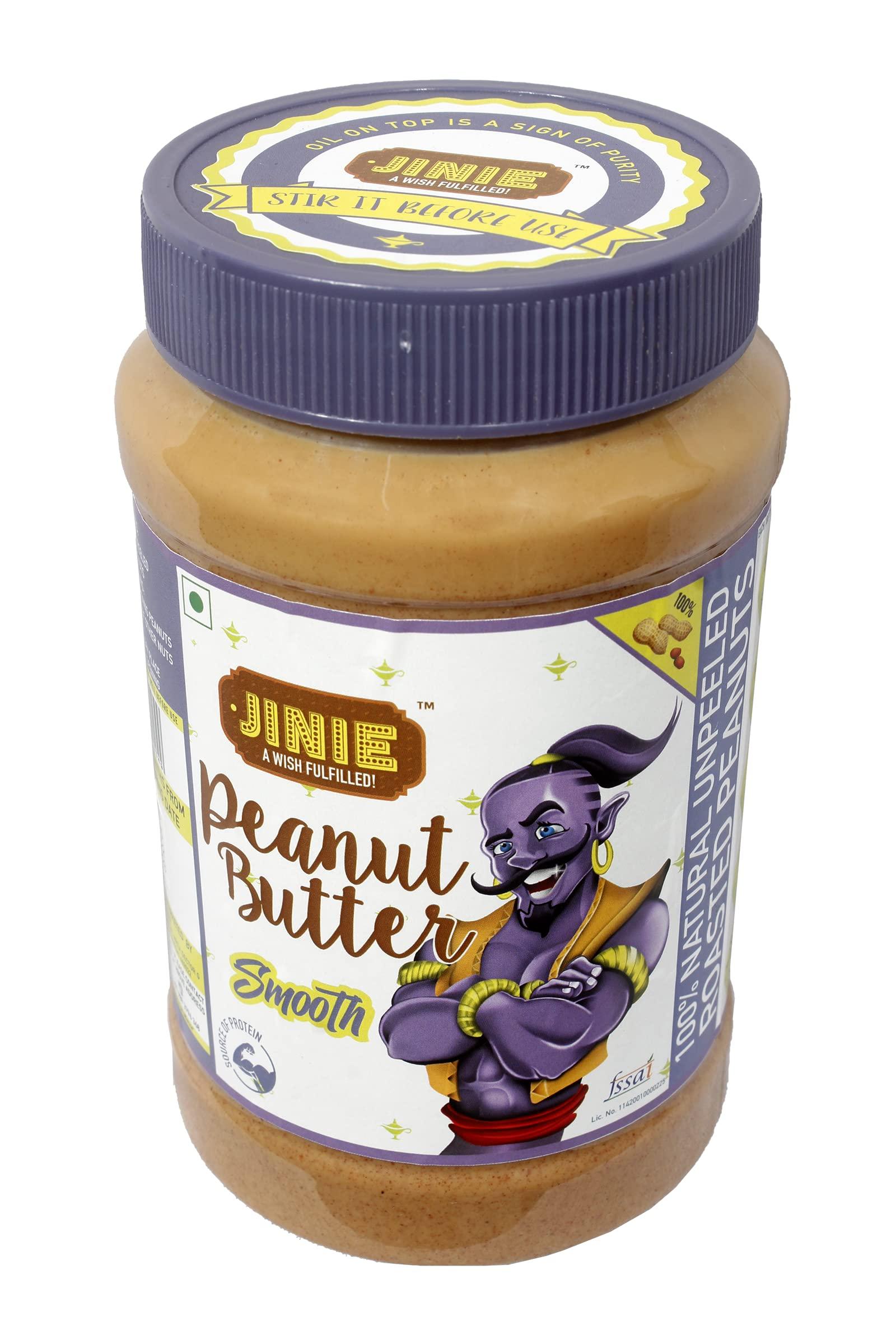 JINIE JINIE PEANUT BUTTER SMOOTH 1Kg | HIGH PROTEIN | 100% NATURAL UNPEELED ROASTED PEANUTS | NO SUGAR NO SALT | WITHOUT ANY PRESERVATIVES & ADDITIVES | VEGAN
