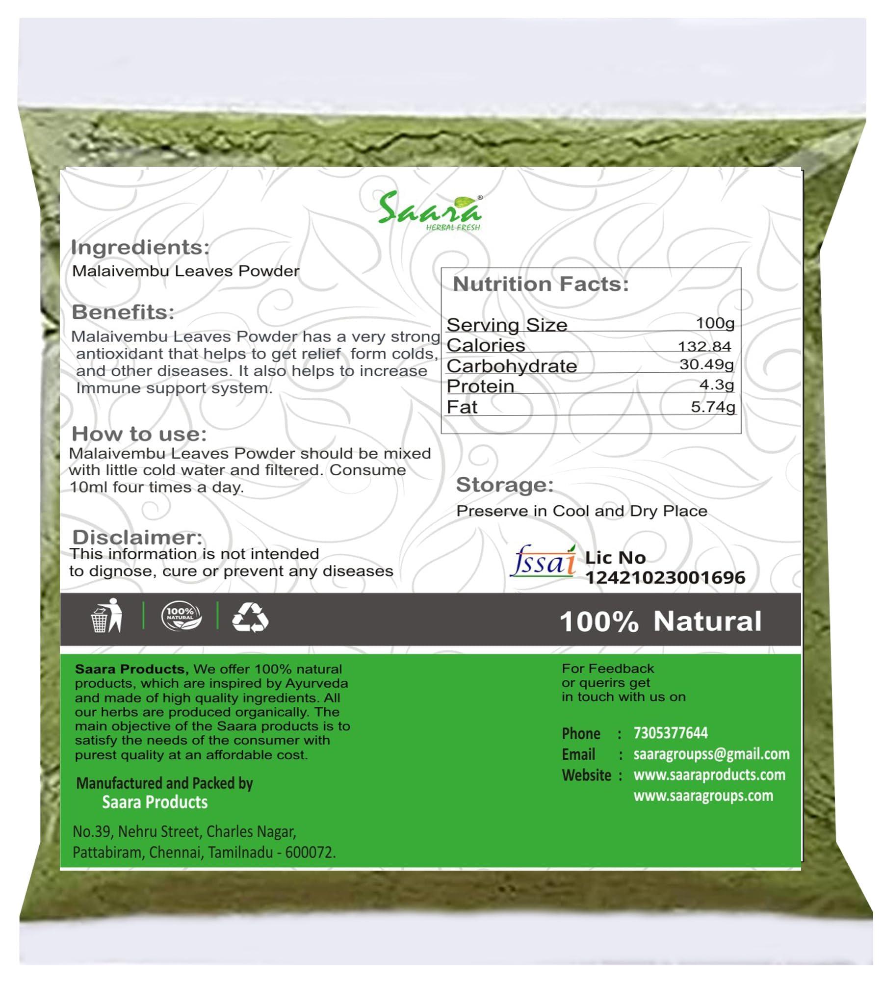 SAARA SAARA Malaivembu Powder,Bakayan,Chinaberry Powder,100G,(Pack Of 1 X 100G),Malaivembu