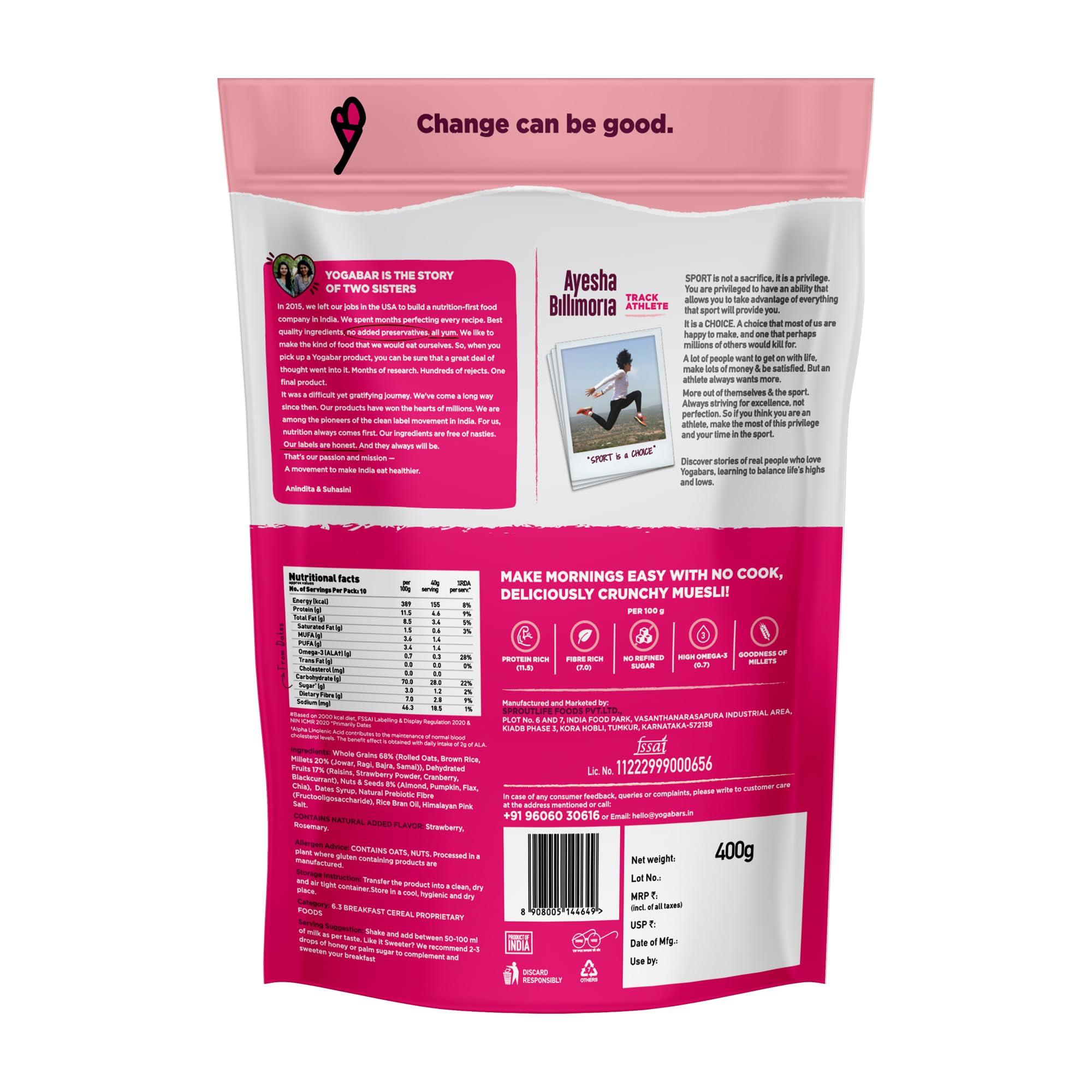 Yogabar Yogabar Breakfast Oats and Muesli | Fruits and Nuts Muesli | Super Oats Premium Golden 100% Rolled Oats Combo Pack - 800gm