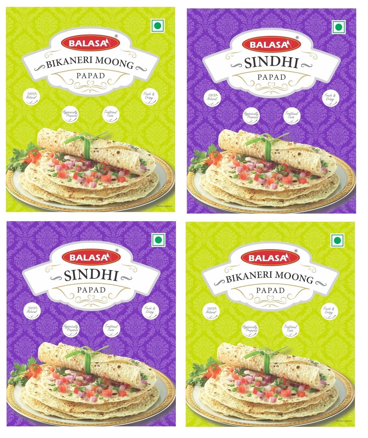 Balasa Balasa Sindhi + Bikaneri Moong Papad 800 Gms - COMBO (Pack of 4)