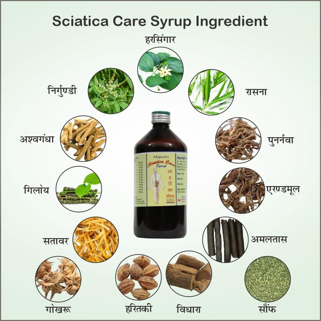 khajuraho Khajuraho Auyvedic Sciatica Care Pain Relief Kit | Dose for Scitica Disease Back Nerve One Side Leg Pain (Pack Of 3)