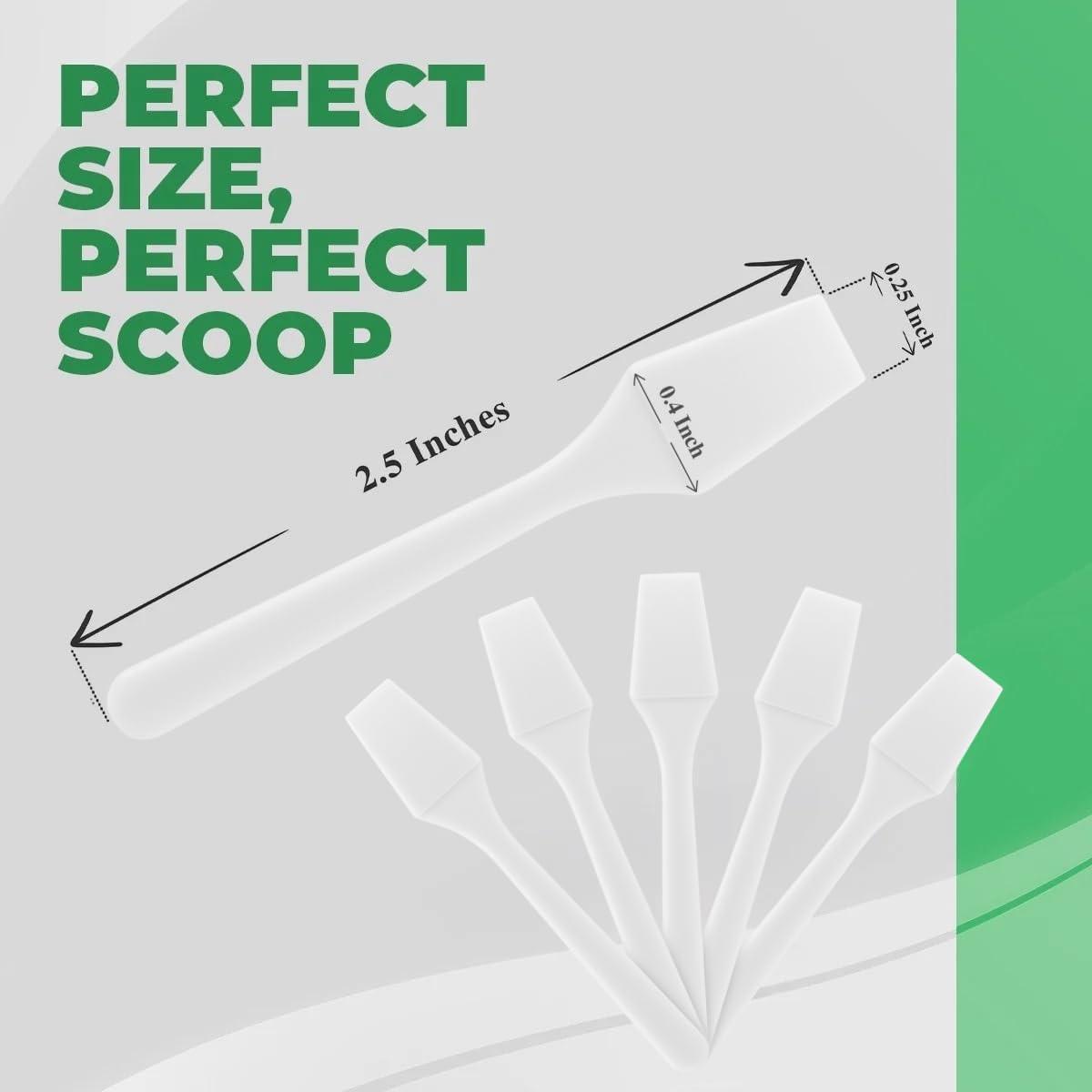 Kopperko KOPPERKO 100 Pack 2.5 Inch Cosmetic Spatulas - Small Plastic Spatula for Cosmetics, Makeup, Creams, Crafts - Multipurpose Mini Applicators for Mixing Creams, Make-Up, Paste and Scraping Jars White