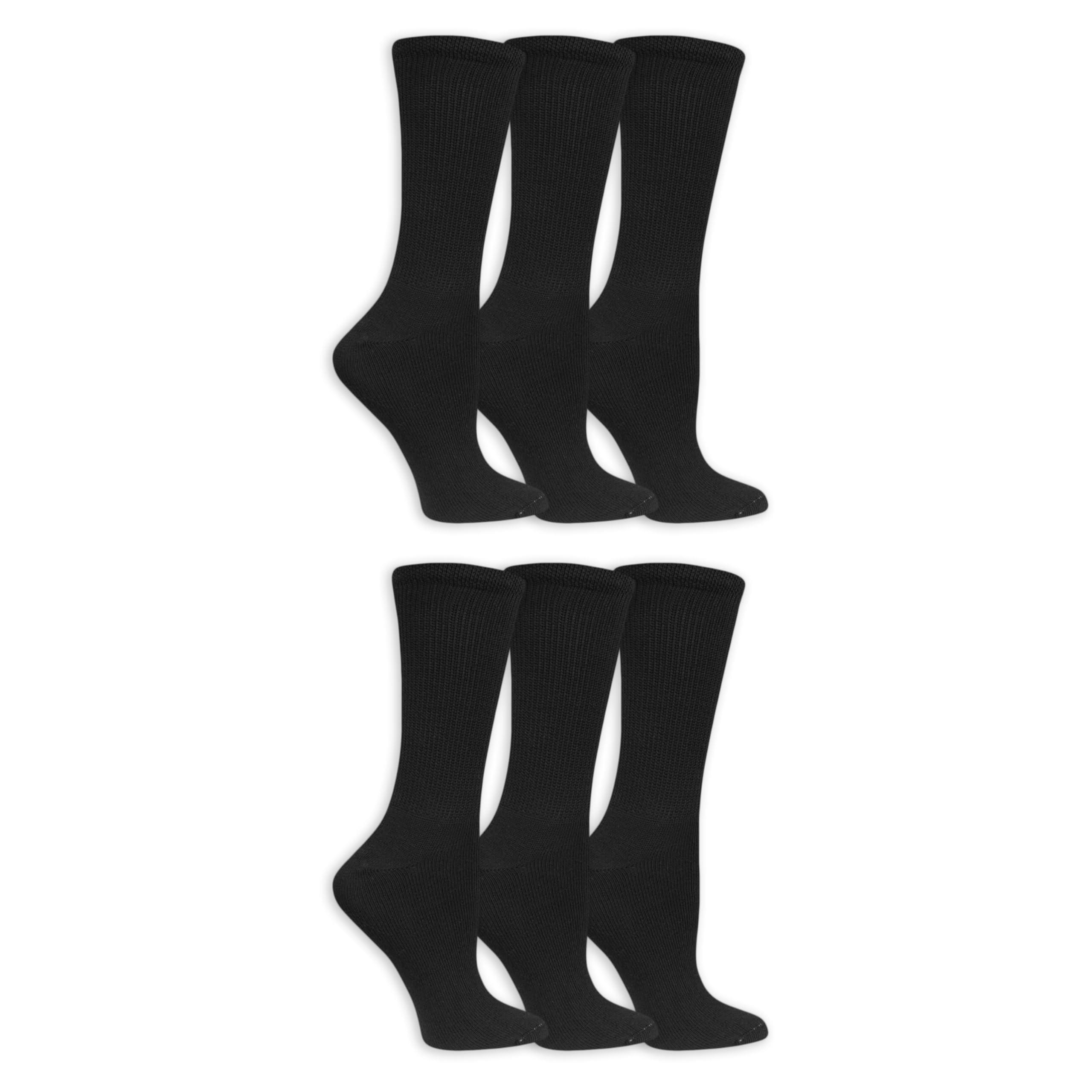 Dr. Scholl\'s Dr. Scholl\'s Women\'s Diabetes and Circulatory Crew Socks Value Pack 6 Pair - Black - Women\'s Shoe Size: 4-10